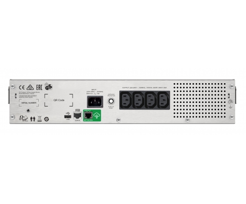 APC sistema de alimentación ininterrumpida (UPS) LÍ­nea interactiva 1500 VA, 900 W, 4 salidas AC (2U) Negro