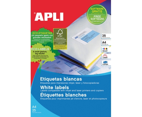 APLI 01209 etiqueta de impresora Blanco Etiqueta para impresora autoadhesiva