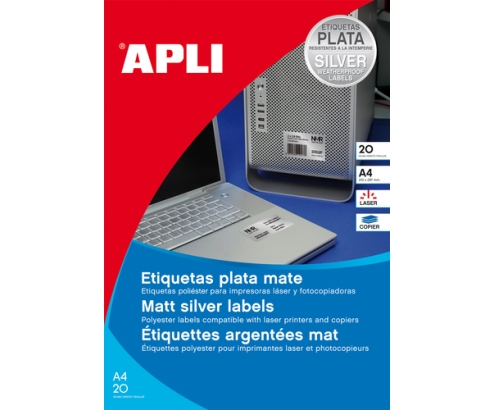 APLI 10071 etiqueta autoadhesiva Plata 20 pieza(s)