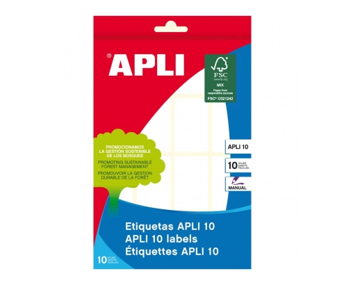 APLI 1646 etiqueta autoadhesiva Rectángulo Permanente Blanco 160 pieza(s)