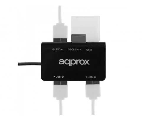 APPROX APPHT8B MULTILECTOR Y HUB USB 2.0 NEGRO
