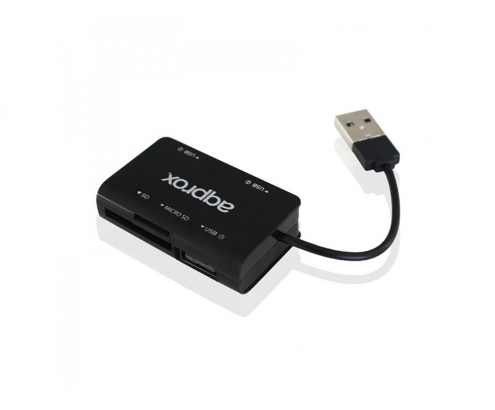 APPROX APPHT8B MULTILECTOR Y HUB USB 2.0 NEGRO