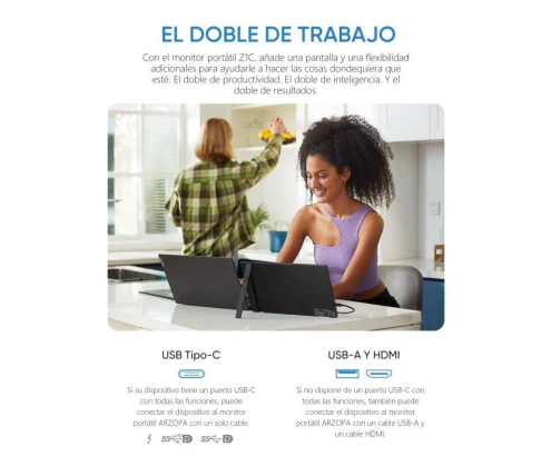 ARZOPA Z1FC 16.1'' 144Hz Monitor Portátil Gaming Monitor Ultra Delgado Segunda Pantalla Externa para Laptop/PC/Mac/PS3/4/5/Xbox
