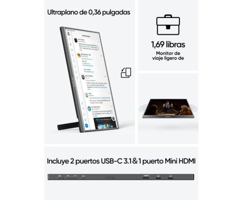 ARZOPA Z1FC 16.1'' 144Hz Monitor Portátil Gaming Monitor Ultra Delgado Segunda Pantalla Externa para Laptop/PC/Mac/PS3/4/5/Xbox