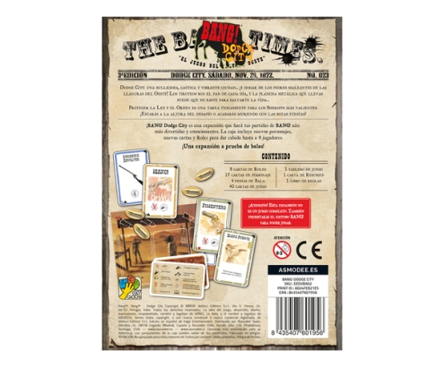 Asmodee EEDVBA02 juego de tablero Bang! Dodge City 30 min Juego De Cartas Interpretación de roles