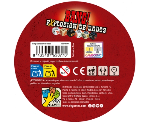 Asmodee EEDVBD04 juego de tablero Bang! Explosión de dados 15 min Juego De Cartas Estrategia