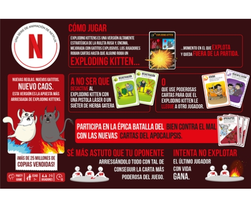 Asmodee Exploding Kittens EKIEK12ES juego de tablero Exploding Kittens El bien contra el mal 15 min Juego De Cartas Partido