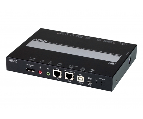 ATEN 1 switch KVM a través de IP DisplayPort 4K de un solo puerto para acceso a recurso compartido local/remoto