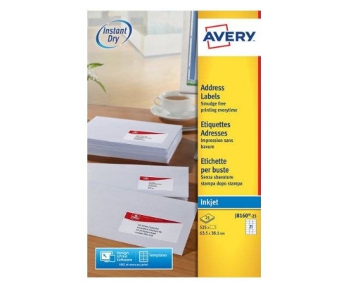 Avery J8160-25 etiqueta de impresora Blanco
