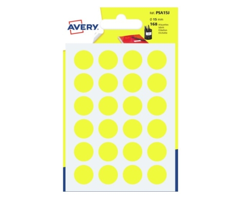 Avery PSA15J etiqueta autoadhesiva Alrededor Permanente Amarillo 168 pieza(s)