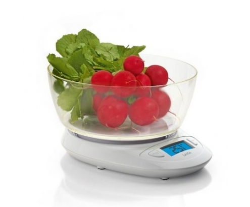 BÍSCULA DE COCINA LAICA BOL GRAN CAPACIDAD DISPLAY RETROILUMINADO BLANCA KS1019