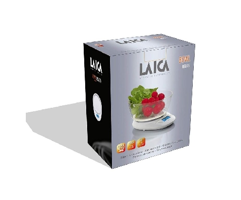 BÍSCULA DE COCINA LAICA BOL GRAN CAPACIDAD DISPLAY RETROILUMINADO BLANCA KS1019