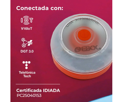 Baliza de Emergencia V16 EBOX Homologada DGT con Geolocalización Vodafone