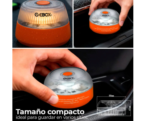 Baliza de Emergencia V16 EBOX Homologada DGT con Geolocalización Vodafone