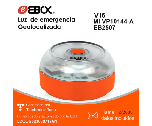 Baliza de Emergencia V16 EBOX Homologada DGT con Geolocalización Vodafone