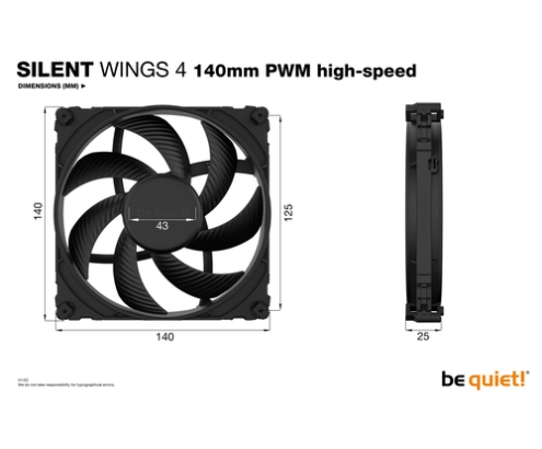 be quiet! SILENT WINGS 4 | 140mm PWM high-speed Carcasa del ordenador Ventilador 14 cm Negro 1 pieza(s)