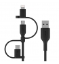 BELKIN BOOST CHARGE cable USB A USB C/Micro-USB B/Lightning 1 m Negro