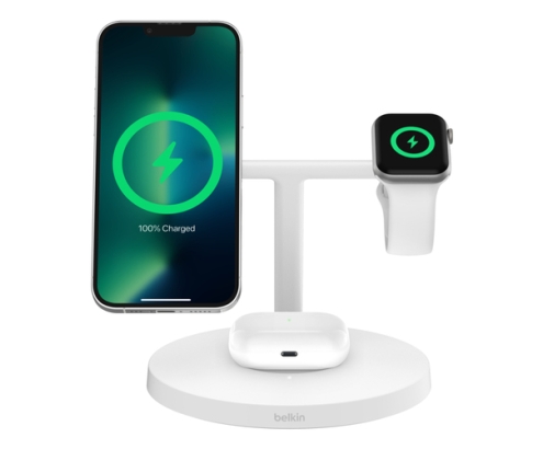 Belkin BoostCharge Pro Auriculares, Smartphone, Reloj inteligente Blanco USB Cargador inalámbrico Carga rápida Interior