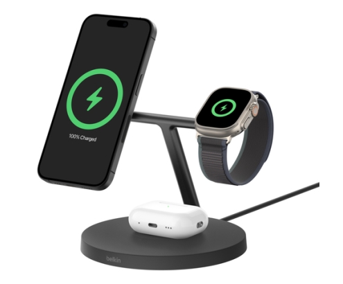 Belkin BoostCharge Pro Auriculares, Smartphone, Reloj inteligente Negro USB Cargador inalámbrico Carga rápida Interior
