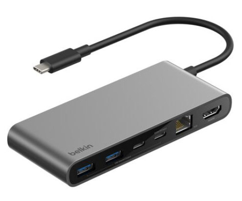 Belkin INC024HQSGY hub de interfaz USB Tipo C 10000 Mbit/s Gris