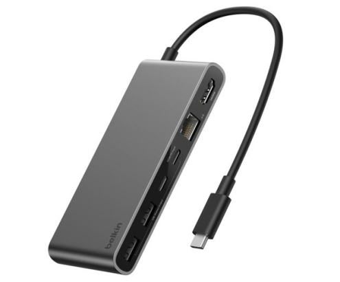 Belkin INC024HQSGY hub de interfaz USB Tipo C 10000 Mbit/s Gris