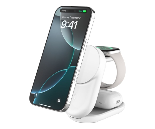 Belkin Qi2 Fitness tracker, Auriculares, Smartphone, Reloj inteligente Blanco USB Cargador inalámbrico Carga rápida Interior