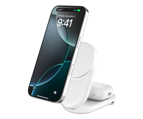 Belkin Qi2 Fitness tracker, Auriculares, Smartphone, Reloj inteligente Blanco USB Cargador inalámbrico Carga rápida Interior