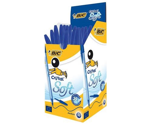 BIC Cristal Soft Azul Bolígrafo Medio 50 pieza(s)