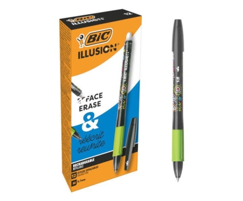 BIC Illusion Negro Bolígrafo Medio 12 pieza(s)