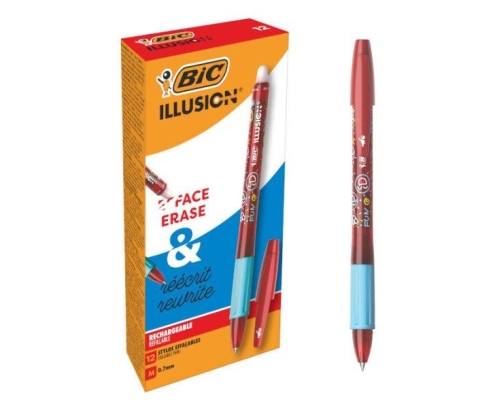 BIC Illusion Rojo Bolígrafo Medio 12 pieza(s)