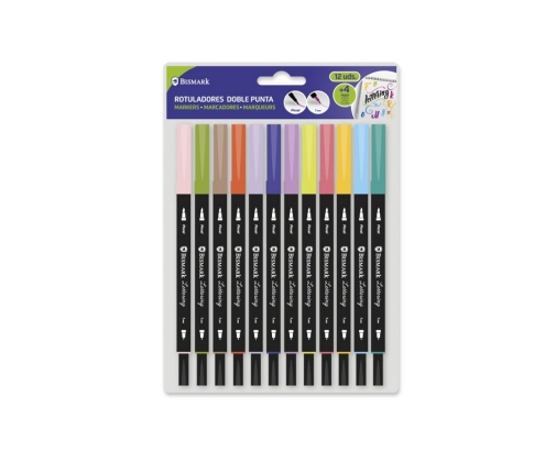 Bismark 330114 rotulador Fino/Extragrueso Azul, Marrón, Cian, Verde, Limón (color), Mauve, Naranja, Rosa, Púrpura, Rojo, Amarillo 12 pieza(s)