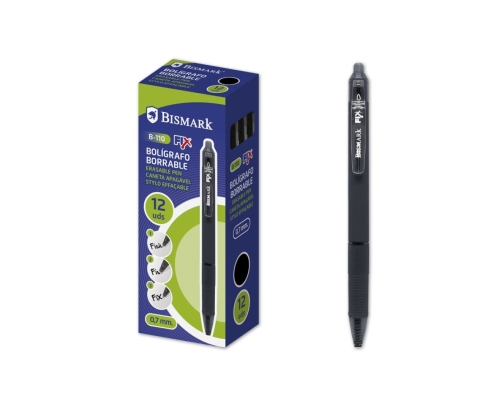 Bismark 330216 bolígrafo Negro Bolígrafo de punta retráctil con pulsador Medio 12 pieza(s)