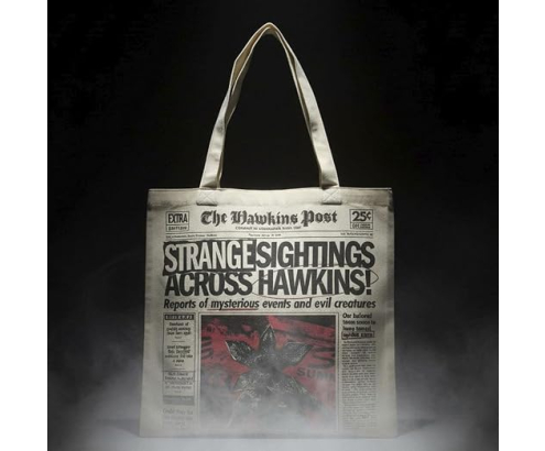Bolsa Shopping Stranger Things The Hawkins Post de Tela Beige