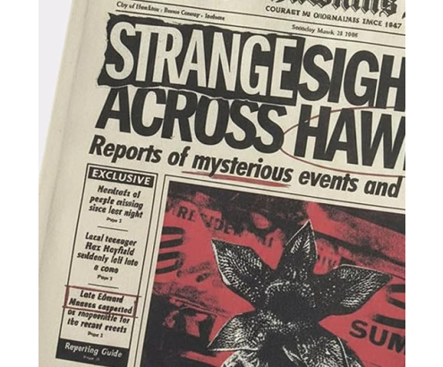 Bolsa Shopping Stranger Things The Hawkins Post de Tela Beige