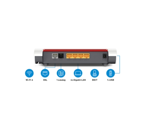 Box FRITZ! 7530 AX router inalámbrico Gigabit Ethernet Doble banda (2,4 GHz / 5 GHz) Gris, Rojo, Blanco