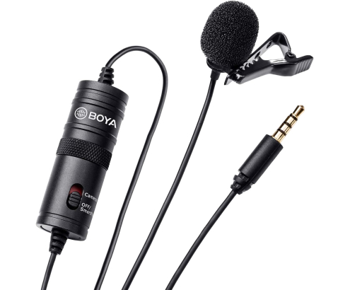BOYA by-M1 3,5 mm Micrófono lavalier Negro para Smartphone y cámara Canon o Nikon