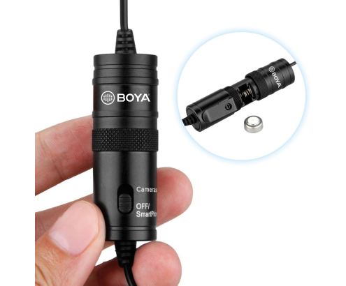 BOYA by-M1 3,5 mm Micrófono lavalier Negro para Smartphone y cámara Canon o Nikon