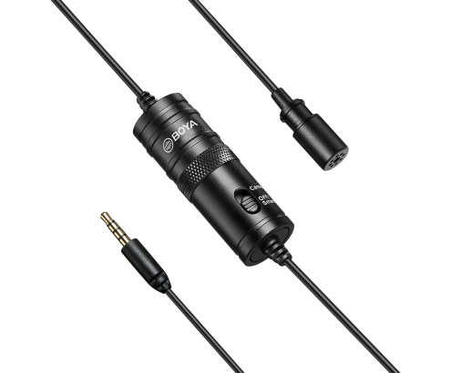 BOYA by-M1 3,5 mm Micrófono lavalier Negro para Smartphone y cámara Canon o Nikon