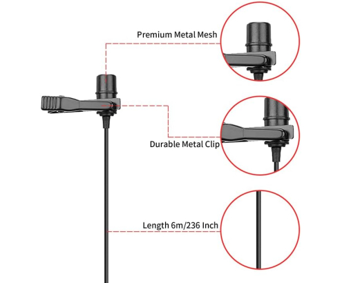 BOYA by-M1 3,5 mm Micrófono lavalier Negro para Smartphone y cámara Canon o Nikon