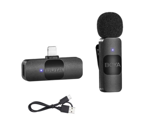 Boya BY-V1 Sistema Micrófono Inalámbrico de Solapa Lavalier Conector Lightning iOS