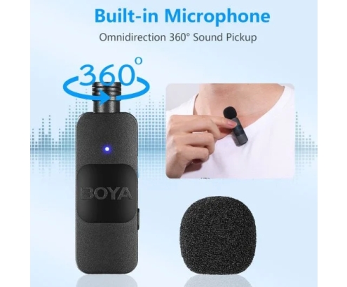 Boya BY-V1 Sistema Micrófono Inalámbrico de Solapa Lavalier Conector Lightning iOS
