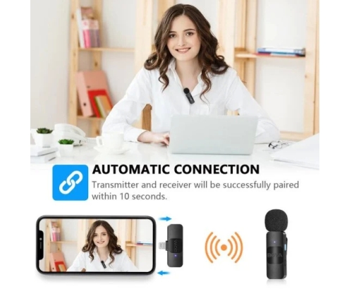 Boya BY-V1 Sistema Micrófono Inalámbrico de Solapa Lavalier Conector Lightning iOS