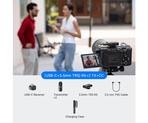 Boya Magic-01 USB-C  + Lightning + 3.5 Mm TRS) RX + Soporte de escritorio omnidireccional inalámbrico 4 en 1 con IA y estuche de carga