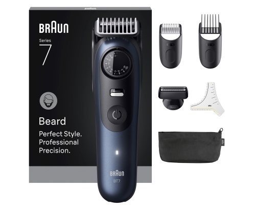 Braun BeardTrimmer 7 BT7520 Batería 40 2 cm Mojado y seco Negro, Azul