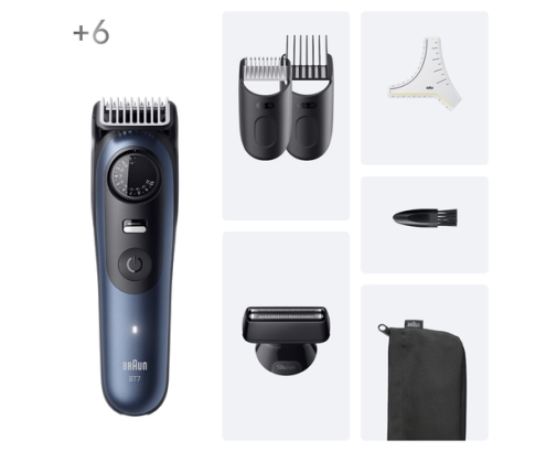 Braun BeardTrimmer 7 BT7520 Batería 40 2 cm Mojado y seco Negro, Azul