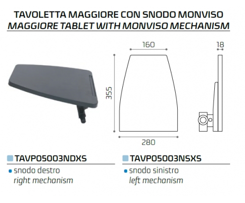 Brazo derecho con mesista para silla confidente DADO Unisit (sólo la mesiat con el brazo)