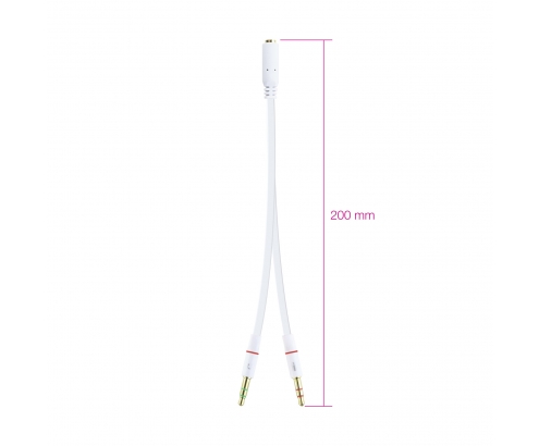Cable adaptador nanocable audio Jack 3.5 hembra de 4 pines a 2 Jack 3.5 macho de 3 pines blanco 10.24.1203
