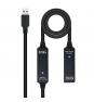 CABLE ALARGADOR NANOCABLE USB 3.0 TIPO-A MACHO A USB TIPO-A HEMBRA CON AMPLIFICADOR 10 METROS NEGRO 10.01.0312