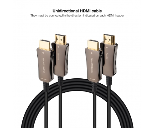 Cable HDMI V2.1 AOC 8K@60Hz 4K@120Hz 48Gbps A/M-A/M, Negro, 100 m