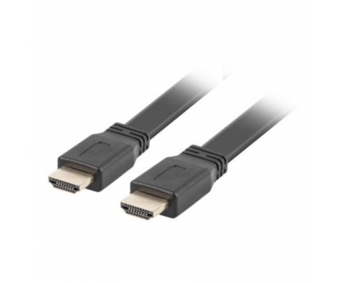 CABLE LANBERG HDMI MACHO A HDMI MACHO CHAPADOS EN ORO CABLE PLANO RESOLUCION HASTA 3840X2160 1.8M NEGRO CA-HDMI-21CU-0018-BK